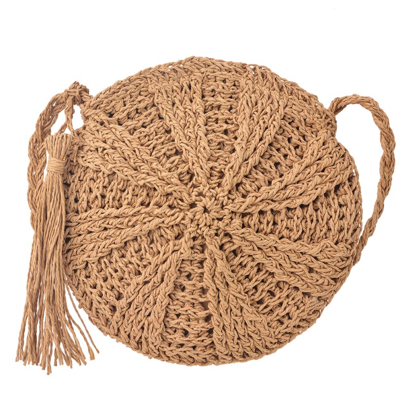 Juleeze Sac à main pour femmes Ø 22 cm Beige Paille en papier Rond