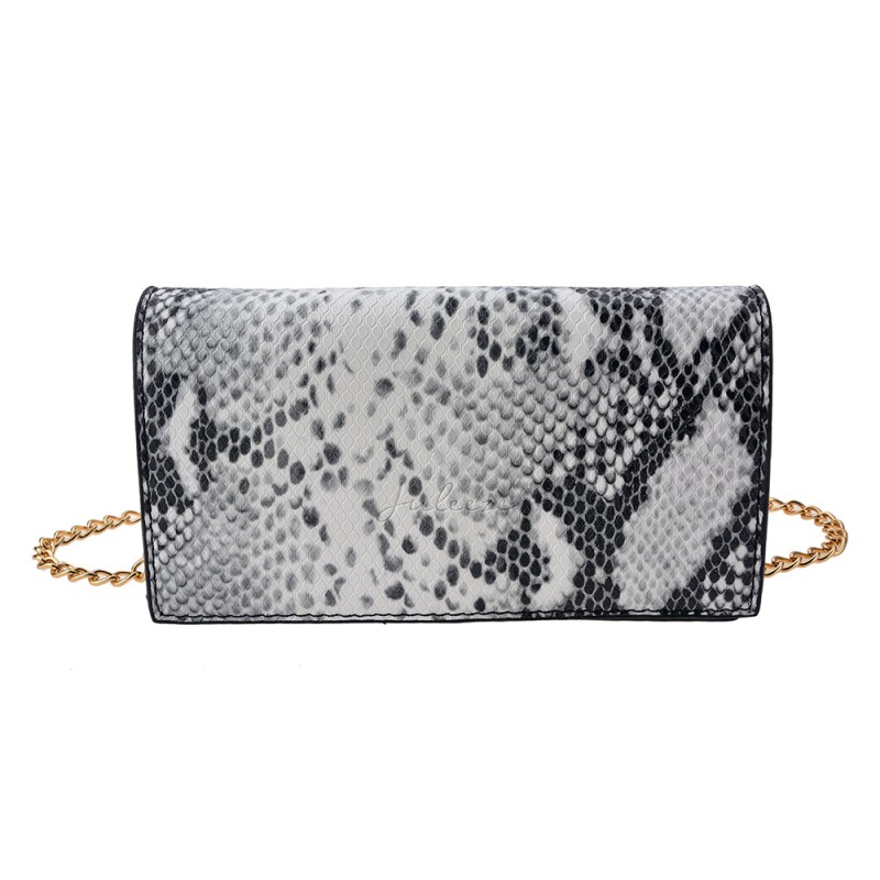 Juleeze Borsa a mano da donna 18x10x5 cm / Ø 13 cm Color argento Pelle artificiale Rettangolo Pelle di serpente