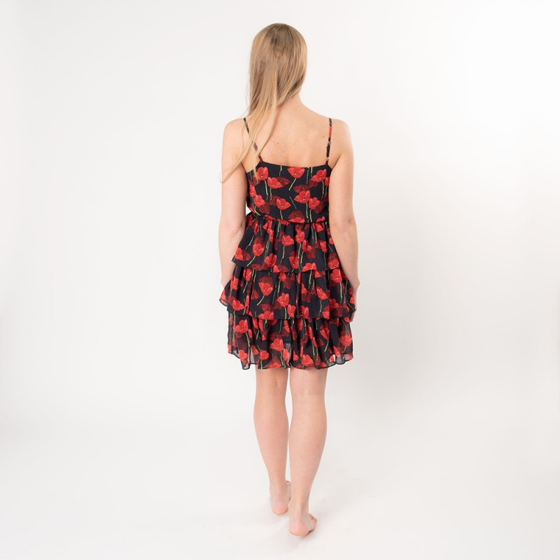 Juleeze Vestito da donna Rosso Poliestere Fiori