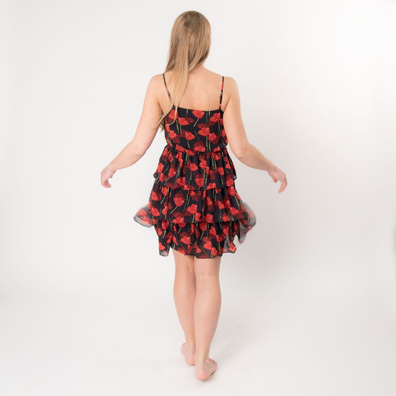 Juleeze Damenkleid Rot Polyester Blumen