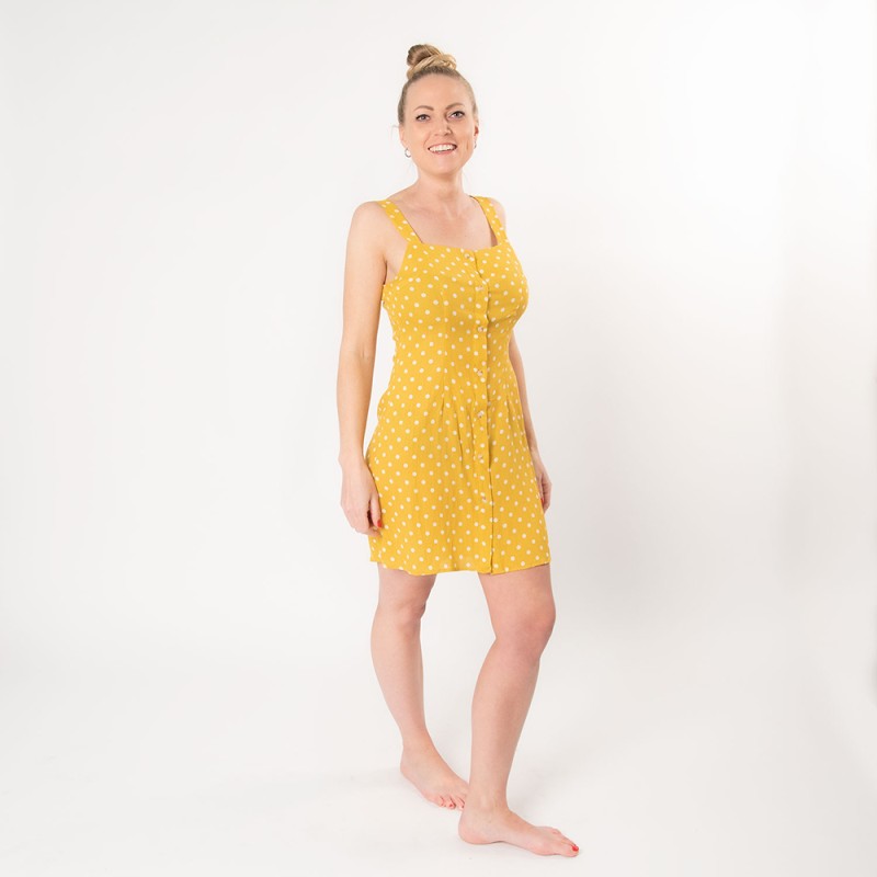 Juleeze Women's Dress Yellow Polyester Dots