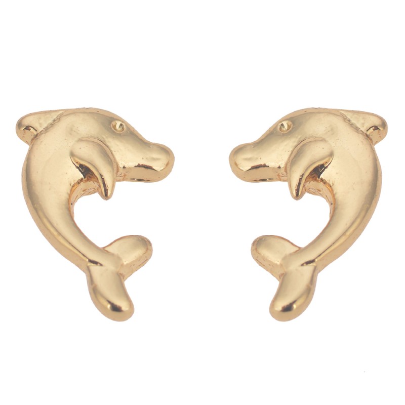 Juleeze Earrings Gold colored Metal Dolphins