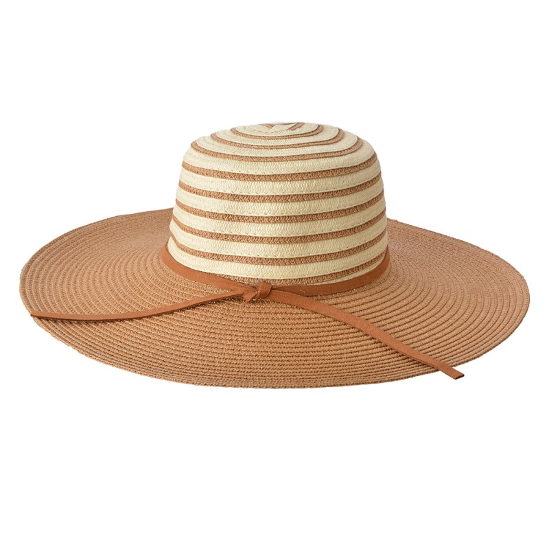 Juleeze Women's Hat Ø 58 cm Beige Paper straw Round Stripes