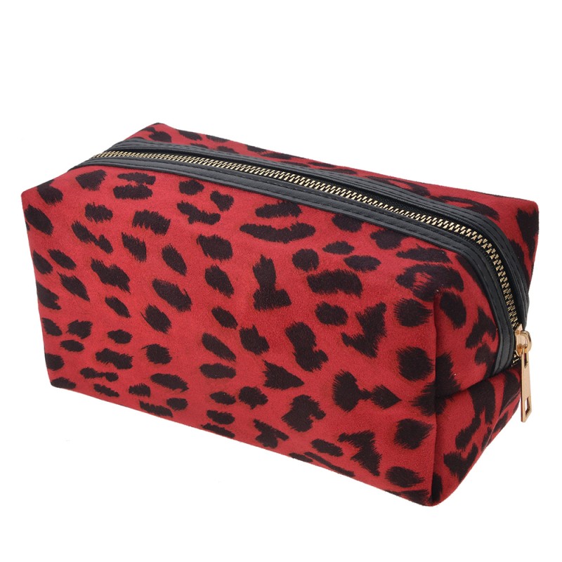 Juleeze Ladies' Toiletry Bag 21x10x10 cm Red Artificial Leather Rectangle Leopard Print