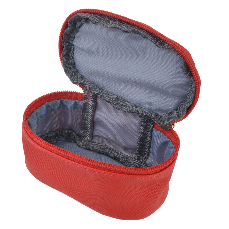 Juleeze Trousse de toilette pour femmes 12x8x6 cm Rouge Polyester Ovale