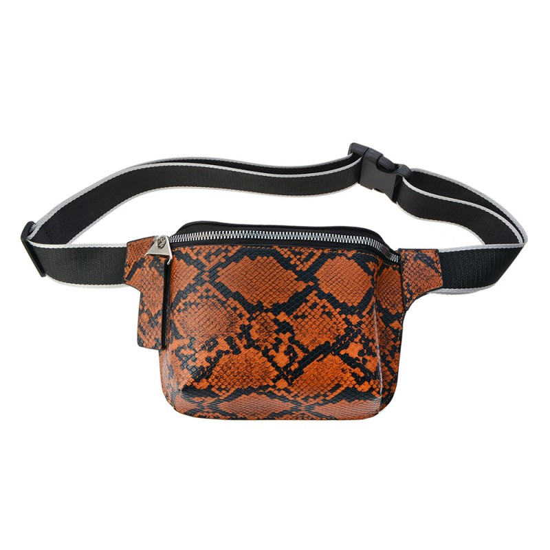 Juleeze Women's Belt Bag Brown Artificial Leather Square Snake Leather