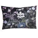 Clayre & Eef Decorative Cushion 60x40 cm Black Synthetic Rectangle Flowers