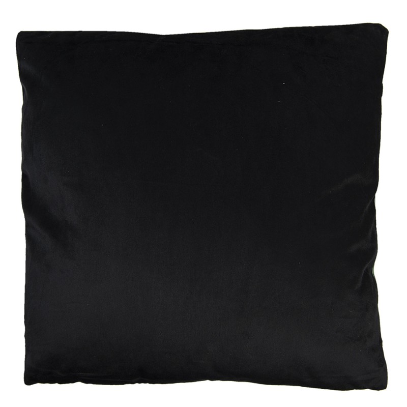 Clayre & Eef Decorative Cushion 45x45 cm Black Pink Synthetic Square Flowers