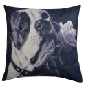 Clayre & Eef Decorative Cushion 43x43 cm Black White Synthetic Square Dog