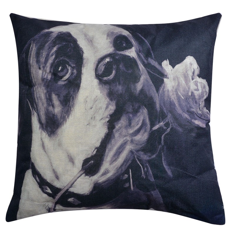 Clayre & Eef Cuscino decorativo 43x43 cm Nero Bianco  Sintetico Quadrato Cane