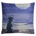 Clayre & Eef Dekokissen 43x43 cm Blau Grau Synthetisch Quadrat Hund