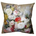 Clayre & Eef Housse de coussin 45x45 cm Beige Blanc Polyester Carré Fleurs