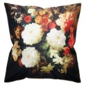 Clayre & Eef Cushion Cover 45x45 cm Black White Polyester Square Flowers