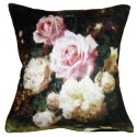 Clayre & Eef Cushion Cover 45x45 cm Black Pink Polyester Square Flowers
