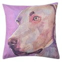 Clayre & Eef Kissenbezug 43x43 cm Braun Violett Polyester Quadrat Hund