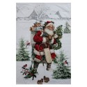 Clayre & Eef Plaid 130x170 cm Rosso Bianco  Poliestere Rettangolo Babbo Natale
