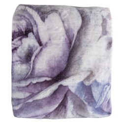 Clayre & Eef Couverture 130x180 cm Blanc Violet Polyester Rectangle Fleurs