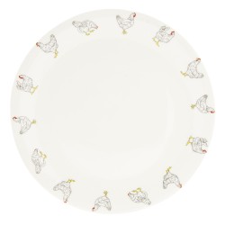 Clayre & Eef Assiette de dîner Ø 28 cm Beige Céramique Rond Poulets