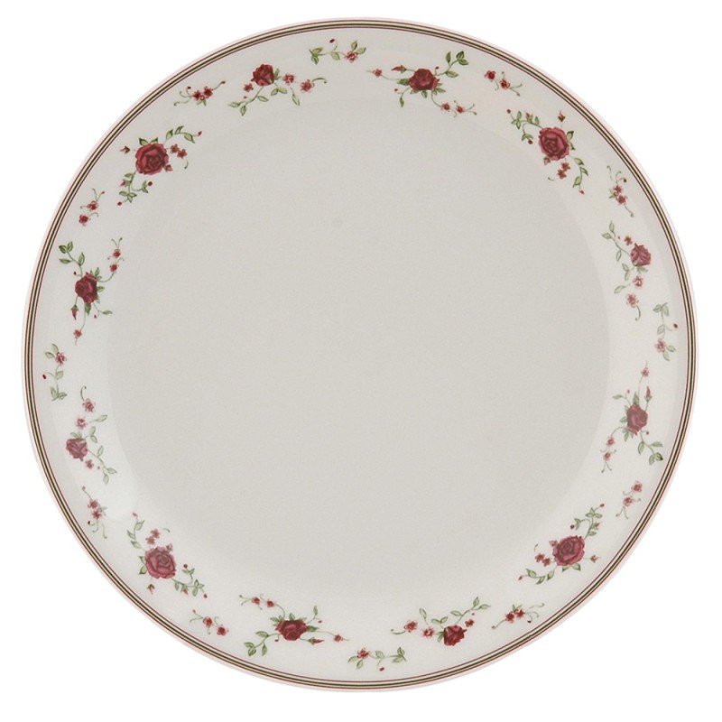 Clayre & Eef Breakfast Plate Ø 20 cm Beige Ceramic Round Flowers