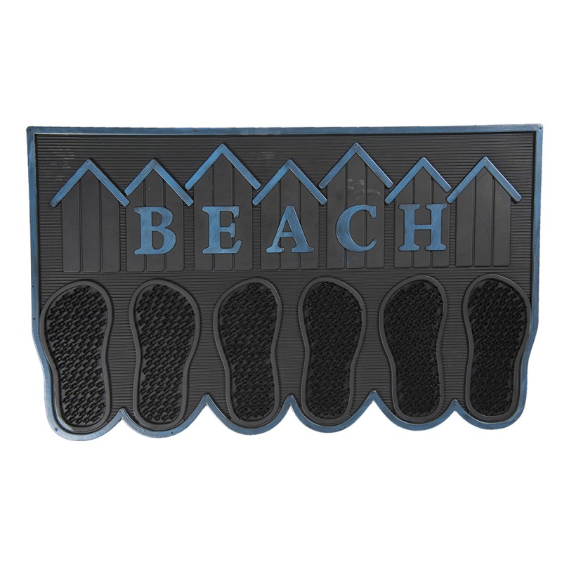 Clayre & Eef Door Mat 75x45 cm Grey Plastic Rectangle Feet Beach