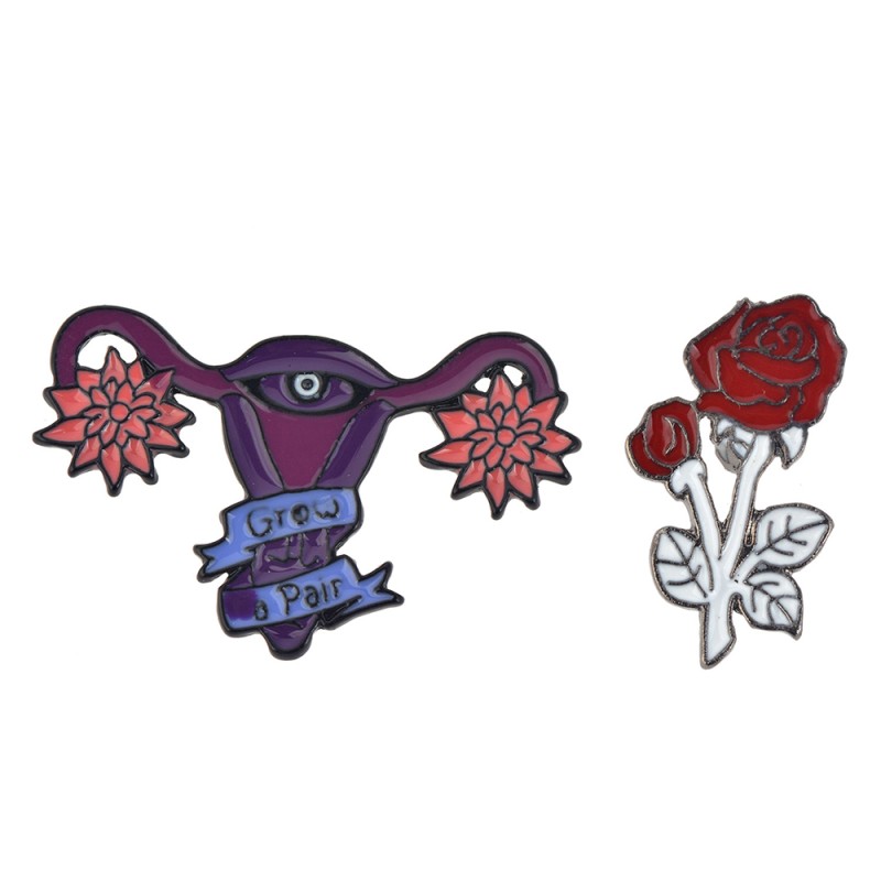 Melady Damenbroche 2x3cm Violett Rot Metall Blume