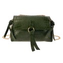 Melady Borsa a mano da donna 23x8x13 cm Verde Plastica Rettangolo Pelle di serpente