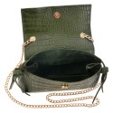 Melady Borsa a mano da donna 23x8x13 cm Verde Plastica Rettangolo Pelle di serpente