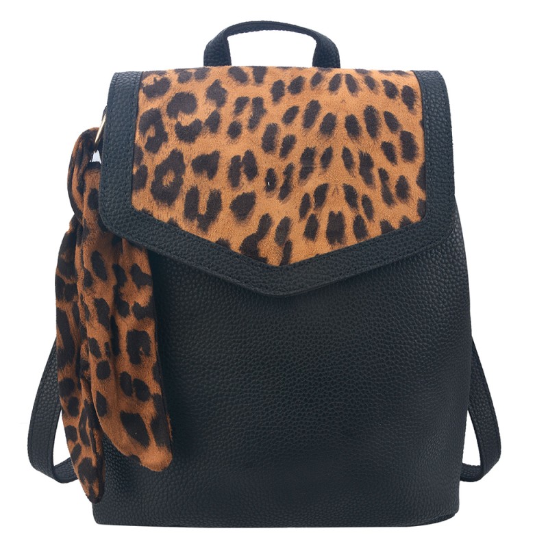 Melady Backpack 25x28 cm Brown Plastic Rectangle Leopard