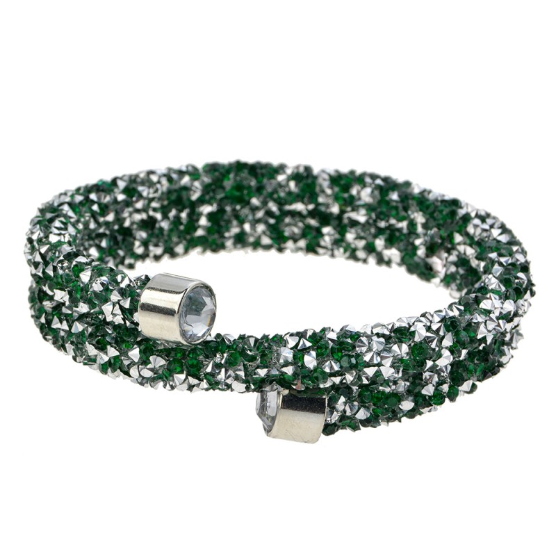 Melady Bracciale di perle Ø6-7cm (2mm) Verde Vetro Rotondo