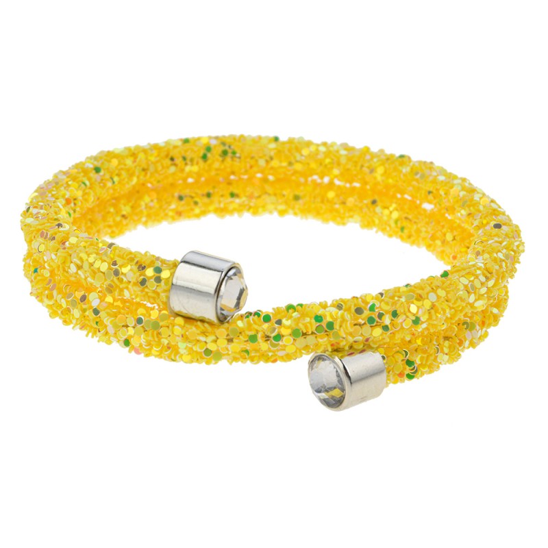 Melady Beaded Bracelet Ø6-7cm (2mm) Yellow Glass Round