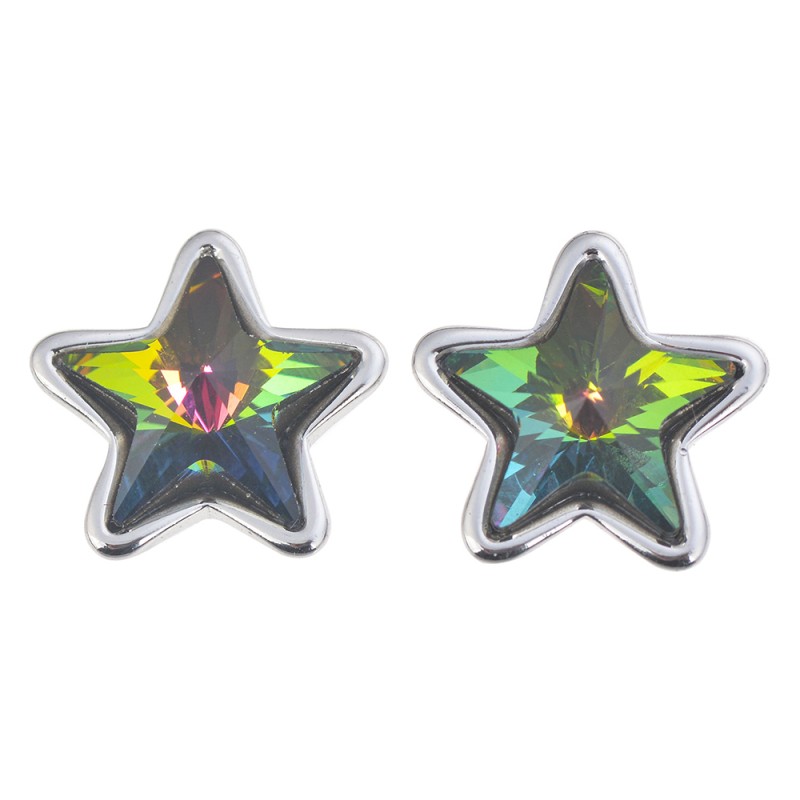 Melady Kristall-Ohrringe Grün Metall Sterne