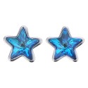 Melady Crystal Earrings Blue Metal Stars