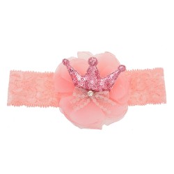 JZHB0145 Bandeau fille Blanc Rose Plastique Fleurs