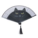 Melady Éventail 20 cm Noir Paille en papier Chat