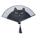 Melady Fächer 20 cm Schwarz Papierstroh Katze