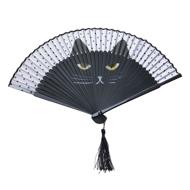 Melady Hand Fan 20 cm Black Paper straw Cat