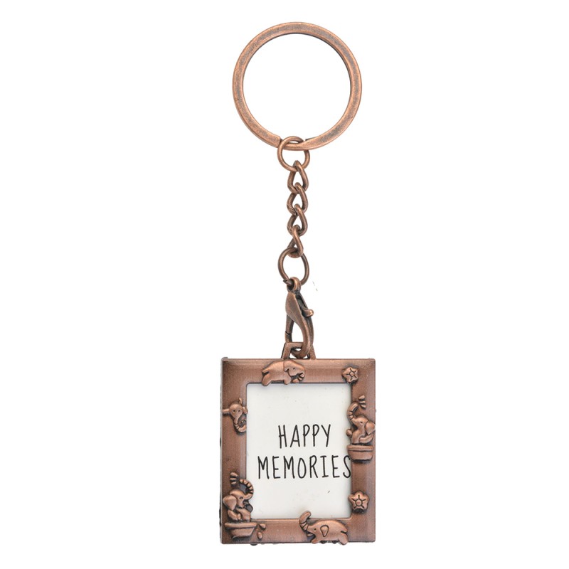 Melady Keychain with Photo Copper colored Metal Square Animals