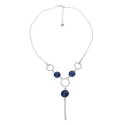 Melady Women's Necklace Blue Metal Glass Round