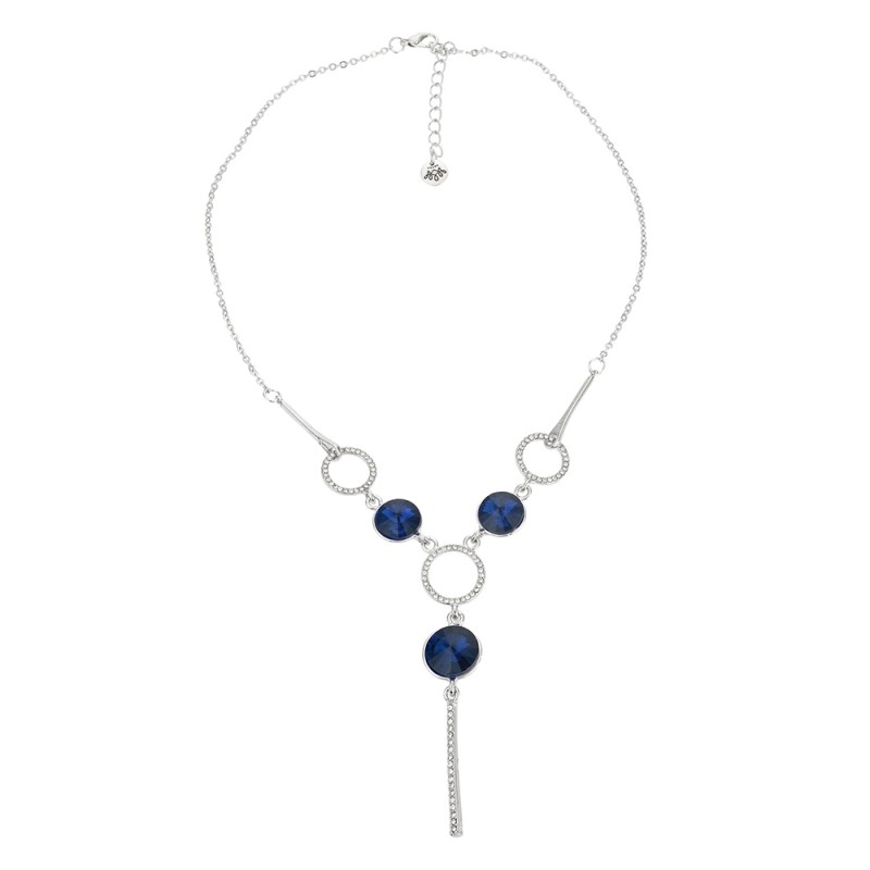 Melady Women's Necklace Blue Metal Glass Round