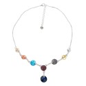 Melady Women's Necklace Silver colored Metal Glass Round