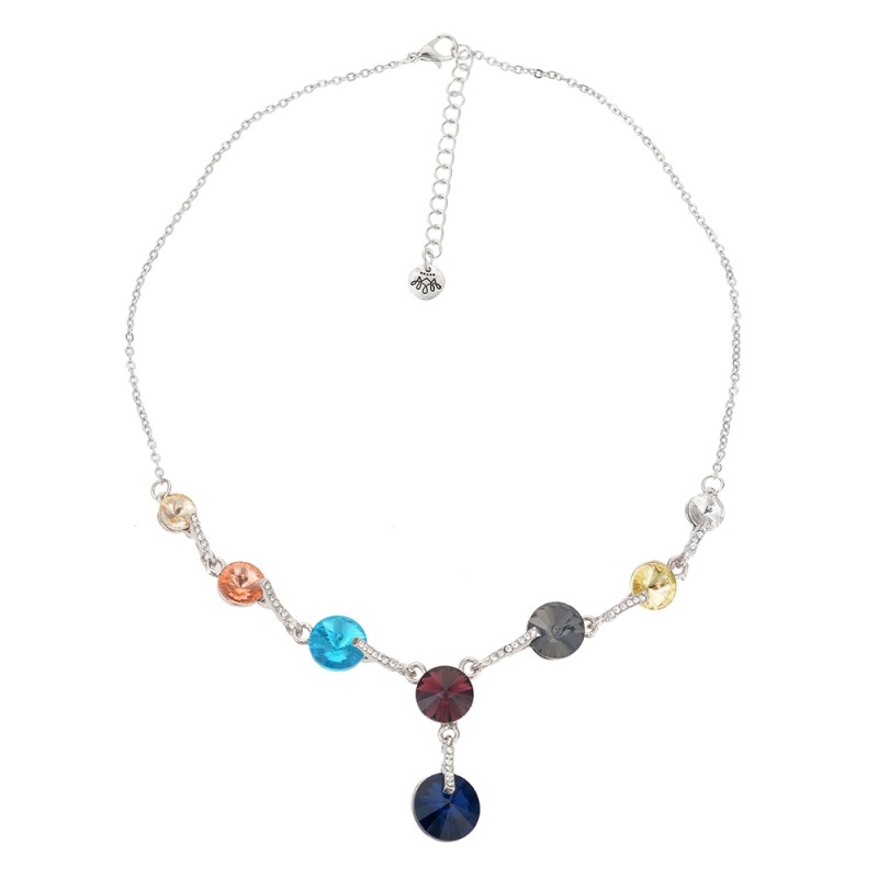 Melady Women's Necklace Silver colored Metal Glass Round