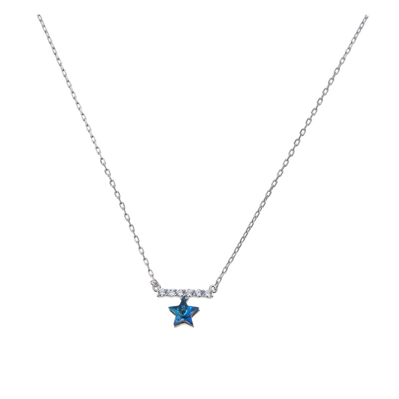 Melady 925 Silver Necklace Silver colored Metal Round Star
