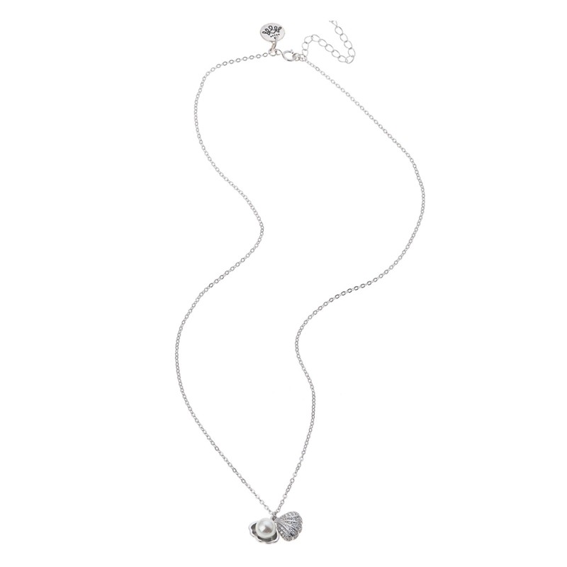 Melady 925 Silver Necklace Silver colored Metal Round Oyster