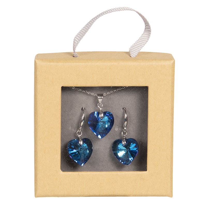 10K Yellow Gold Heart September Birthstone Sapphire (LCS) Pendant Necklace  & Earring Set