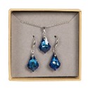 Melady Ensemble collier boucles d'oreilles en cristal pour femmes Bleu Métal