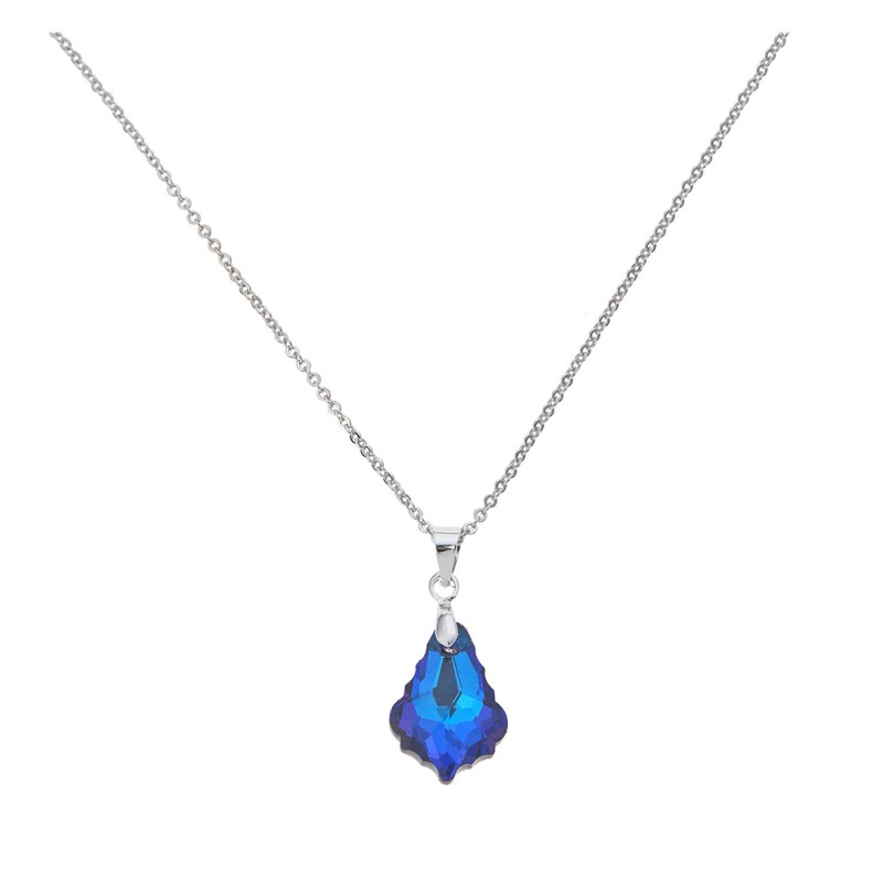 Melady Damen Halskette Ohrring Set Kristall Blau Metall