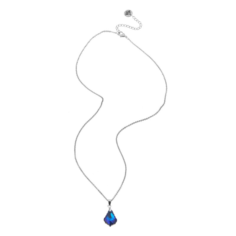 Melady Women's Necklace Earring Set Crystal Blue Metal