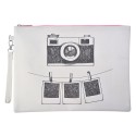 Melady Damenkulturtasche 34x24 cm Weiß Kunststoff Rechteck Kamera
