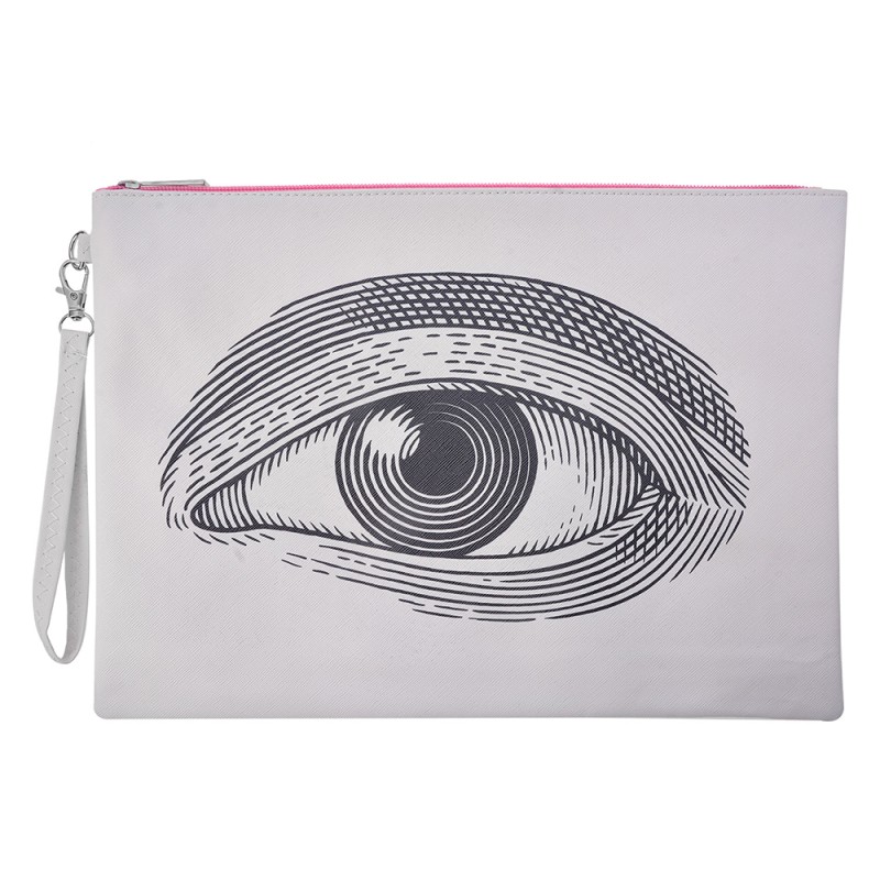 Melady Damenkulturtasche 34x24 cm Weiß Kunststoff Rechteck Auge