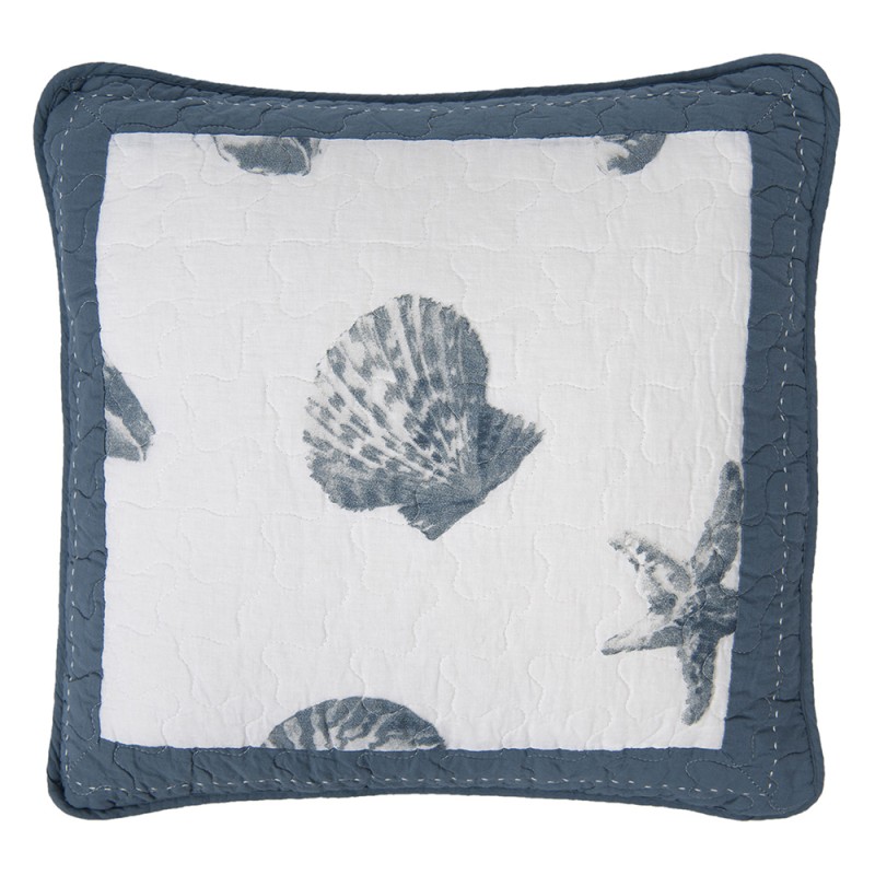 Clayre & Eef Cushion Cover 40x40 cm Blue Cotton Square Shells